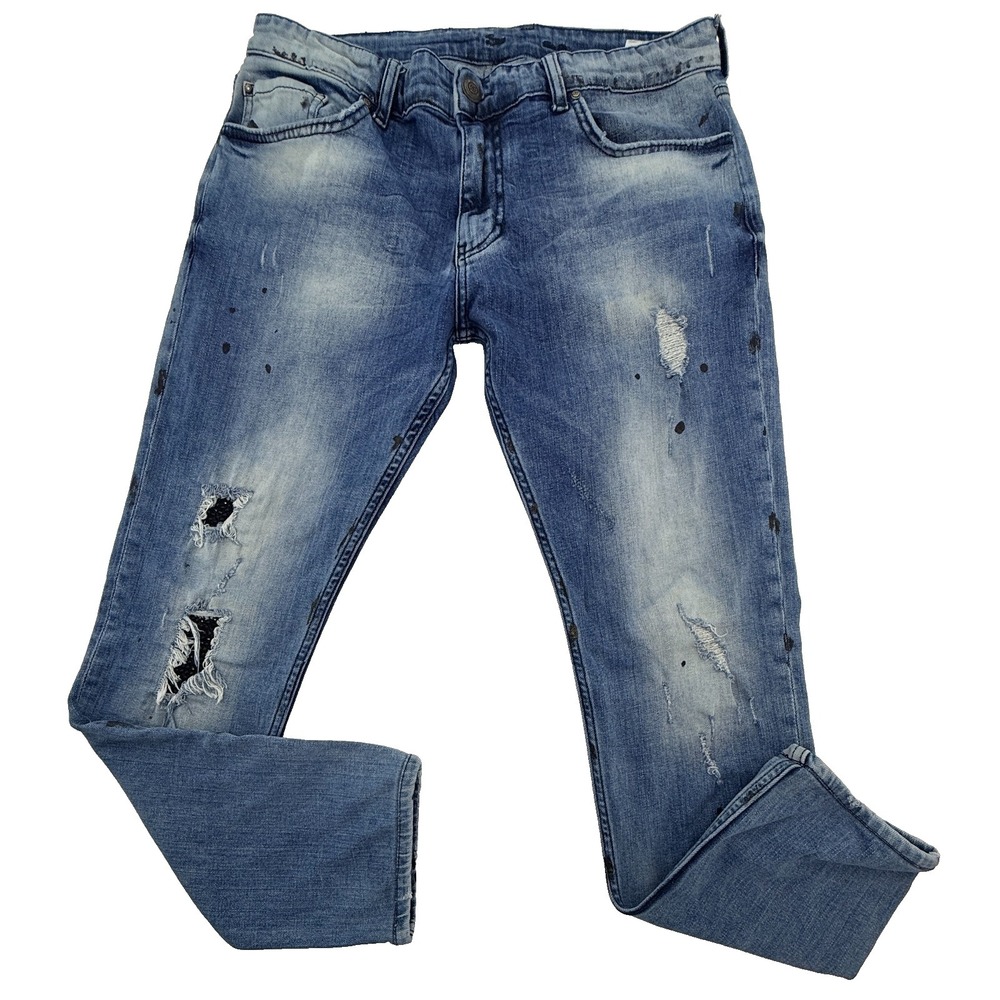 Salvatore‎ Galliano Womens Jeans Size 36 Distressed Paint Splatter Stretch